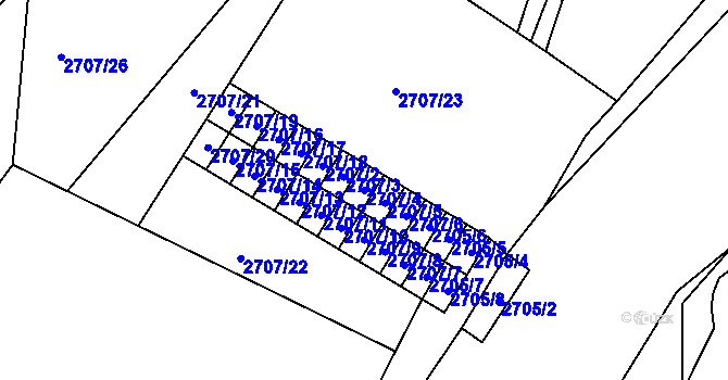Parcela st. 2707/4 v KÚ Tachov, Katastrální mapa