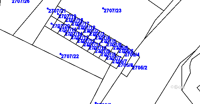 Parcela st. 2707/8 v KÚ Tachov, Katastrální mapa