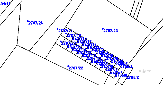 Parcela st. 2707/18 v KÚ Tachov, Katastrální mapa