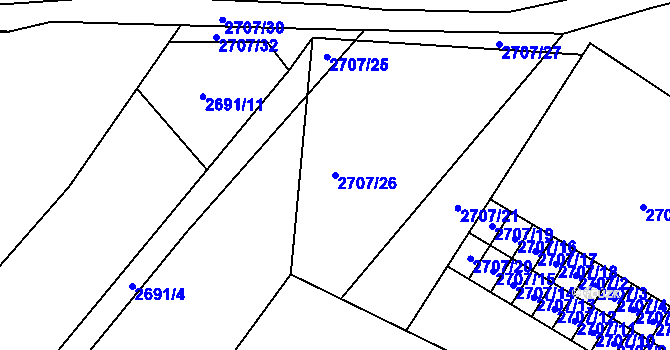 Parcela st. 2707/26 v KÚ Tachov, Katastrální mapa