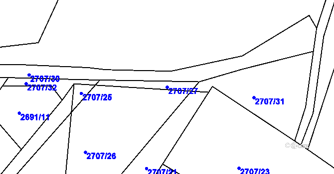 Parcela st. 2707/27 v KÚ Tachov, Katastrální mapa