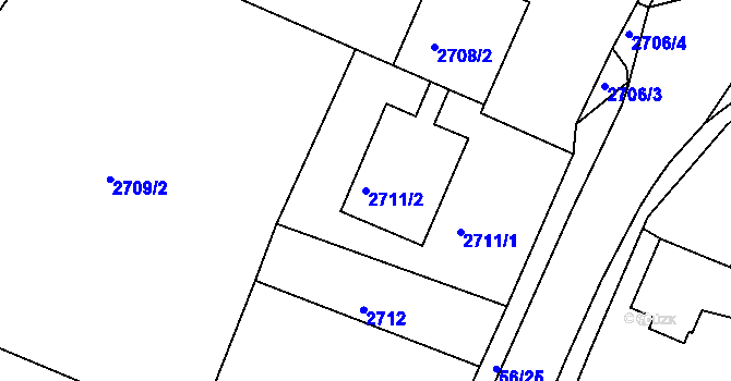 Parcela st. 2711/2 v KÚ Tachov, Katastrální mapa