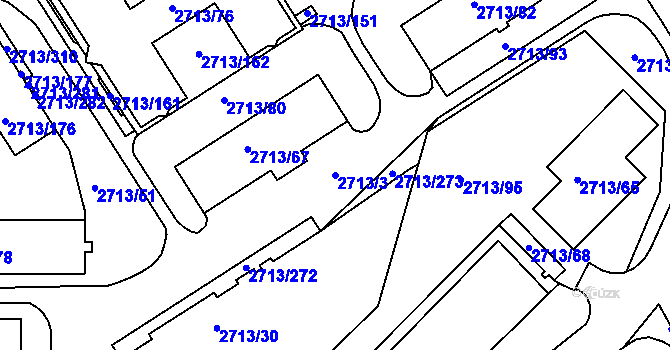 Parcela st. 2713/3 v KÚ Tachov, Katastrální mapa