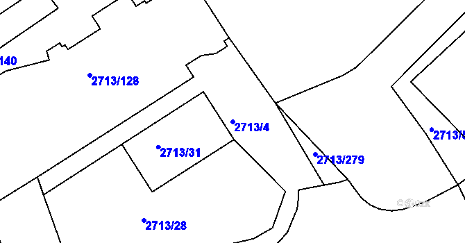 Parcela st. 2713/4 v KÚ Tachov, Katastrální mapa