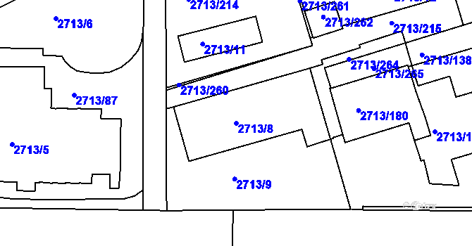 Parcela st. 2713/8 v KÚ Tachov, Katastrální mapa