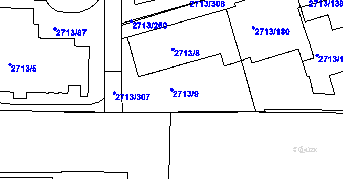 Parcela st. 2713/9 v KÚ Tachov, Katastrální mapa