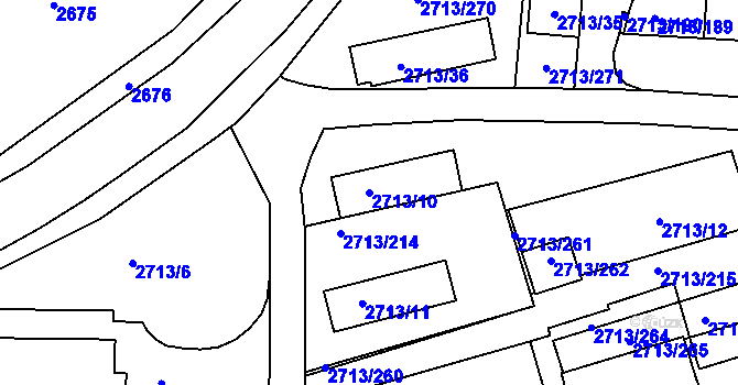 Parcela st. 2713/10 v KÚ Tachov, Katastrální mapa