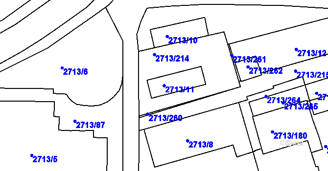 Parcela st. 2713/11 v KÚ Tachov, Katastrální mapa