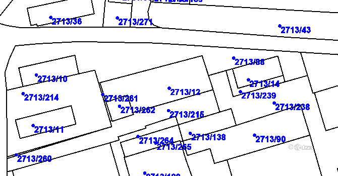 Parcela st. 2713/12 v KÚ Tachov, Katastrální mapa