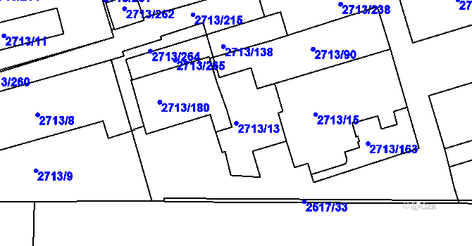 Parcela st. 2713/13 v KÚ Tachov, Katastrální mapa