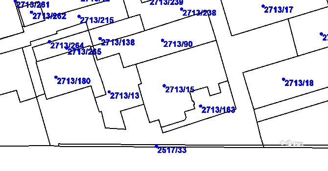 Parcela st. 2713/15 v KÚ Tachov, Katastrální mapa