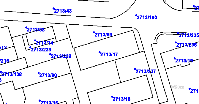 Parcela st. 2713/17 v KÚ Tachov, Katastrální mapa