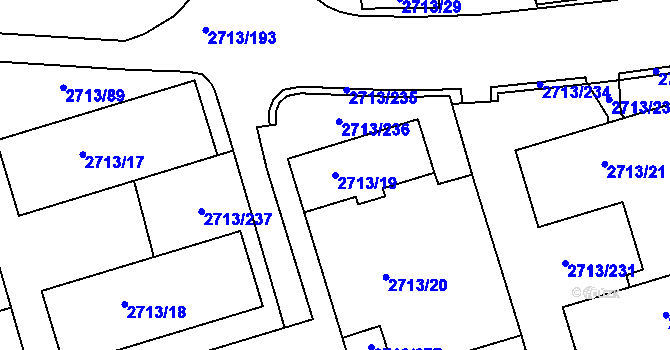 Parcela st. 2713/19 v KÚ Tachov, Katastrální mapa