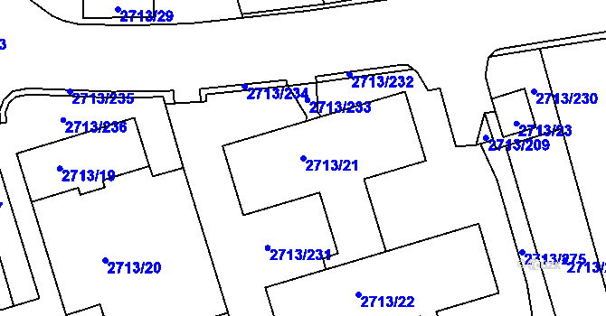 Parcela st. 2713/21 v KÚ Tachov, Katastrální mapa