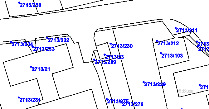 Parcela st. 2713/23 v KÚ Tachov, Katastrální mapa