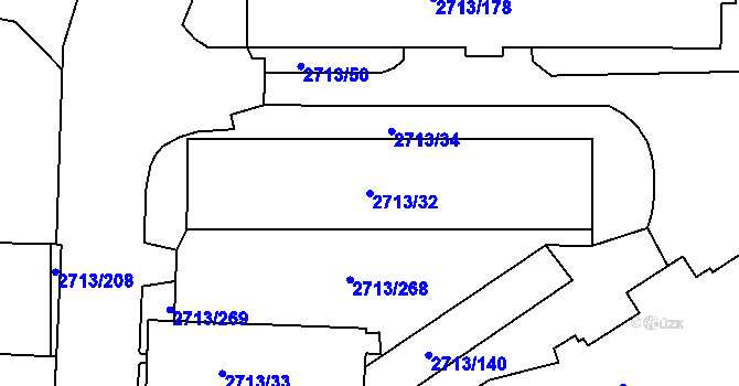 Parcela st. 2713/32 v KÚ Tachov, Katastrální mapa