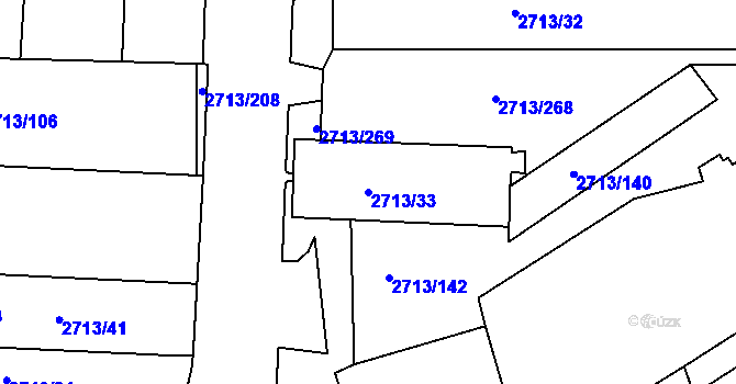 Parcela st. 2713/33 v KÚ Tachov, Katastrální mapa