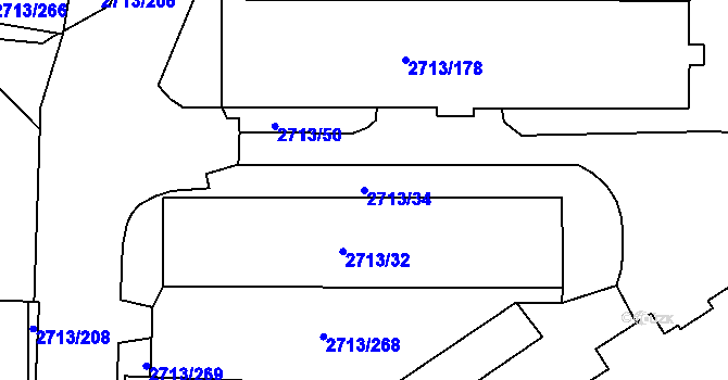 Parcela st. 2713/34 v KÚ Tachov, Katastrální mapa