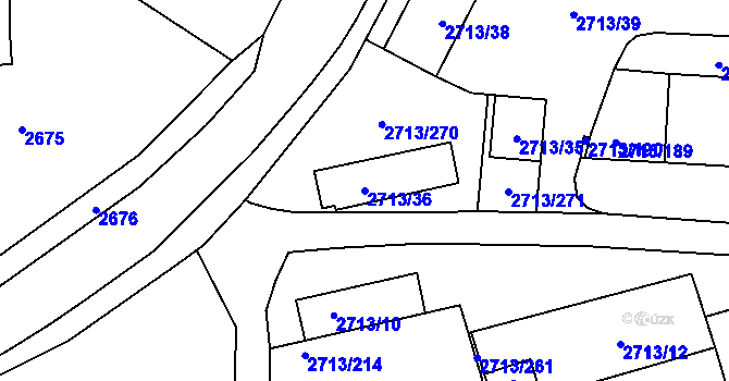 Parcela st. 2713/36 v KÚ Tachov, Katastrální mapa