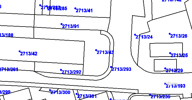 Parcela st. 2713/43 v KÚ Tachov, Katastrální mapa