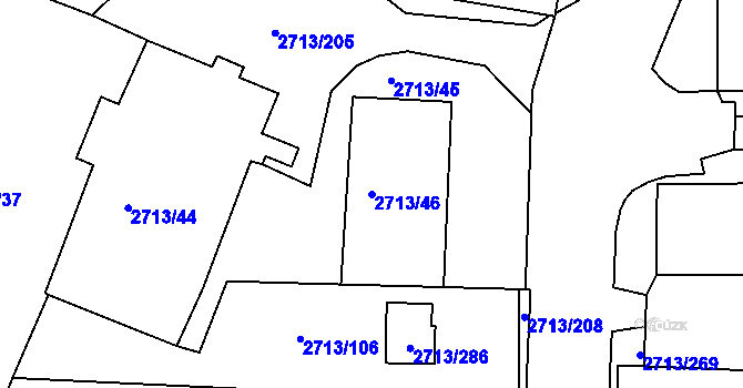 Parcela st. 2713/46 v KÚ Tachov, Katastrální mapa