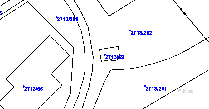 Parcela st. 2713/69 v KÚ Tachov, Katastrální mapa