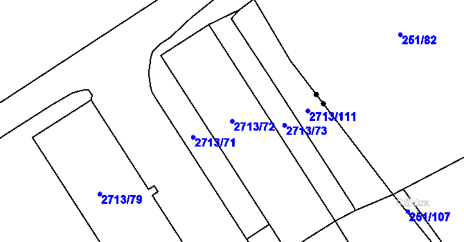 Parcela st. 2713/72 v KÚ Tachov, Katastrální mapa