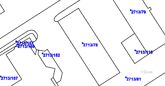 Parcela st. 2713/78 v KÚ Tachov, Katastrální mapa