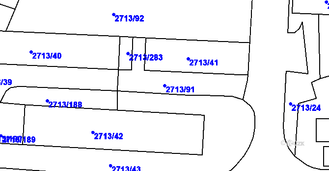 Parcela st. 2713/91 v KÚ Tachov, Katastrální mapa