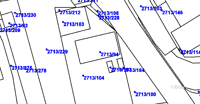 Parcela st. 2713/94 v KÚ Tachov, Katastrální mapa