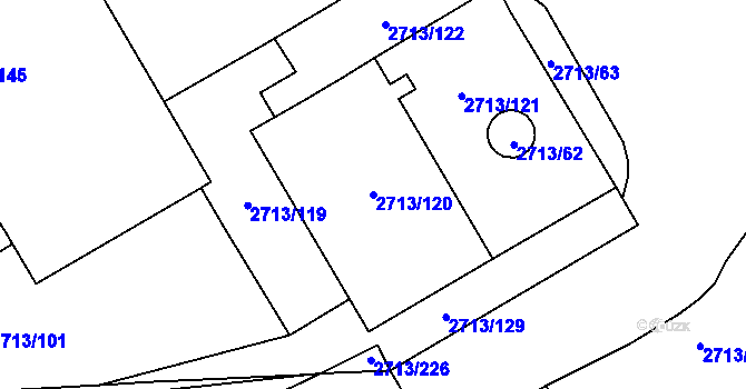 Parcela st. 2713/120 v KÚ Tachov, Katastrální mapa
