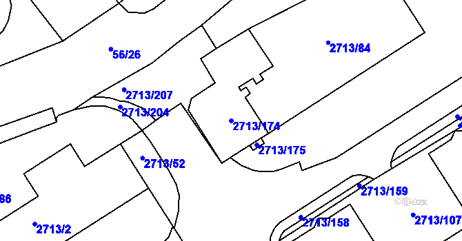 Parcela st. 2713/174 v KÚ Tachov, Katastrální mapa