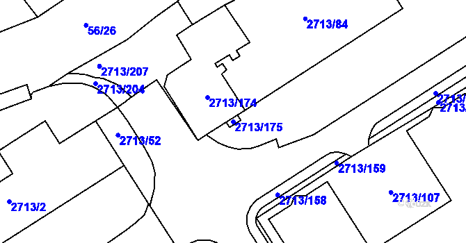 Parcela st. 2713/175 v KÚ Tachov, Katastrální mapa