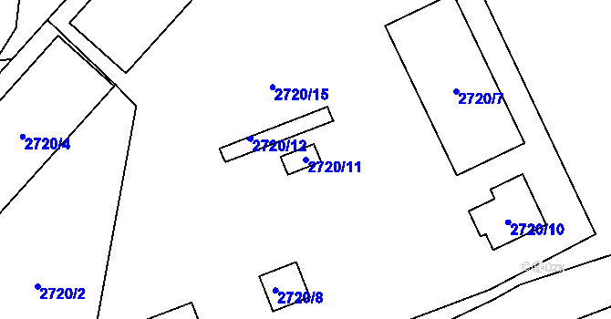 Parcela st. 2720/11 v KÚ Tachov, Katastrální mapa