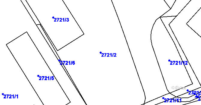 Parcela st. 2721/2 v KÚ Tachov, Katastrální mapa
