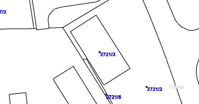 Parcela st. 2721/3 v KÚ Tachov, Katastrální mapa