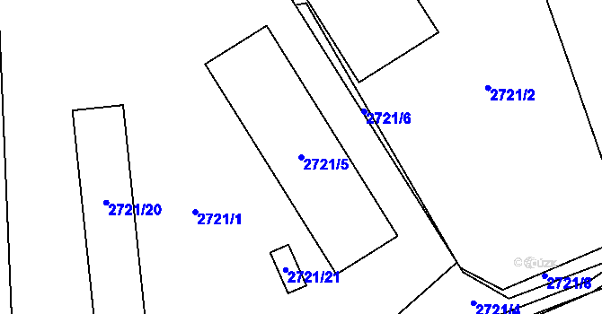 Parcela st. 2721/5 v KÚ Tachov, Katastrální mapa