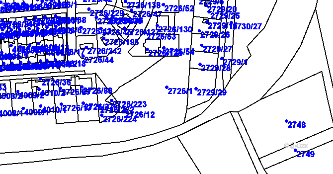 Parcela st. 2726/1 v KÚ Tachov, Katastrální mapa