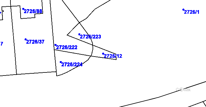 Parcela st. 2726/12 v KÚ Tachov, Katastrální mapa
