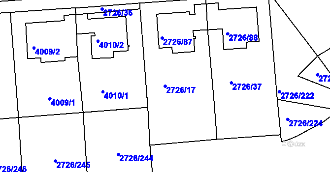 Parcela st. 2726/17 v KÚ Tachov, Katastrální mapa
