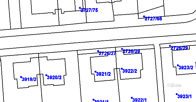 Parcela st. 2726/27 v KÚ Tachov, Katastrální mapa