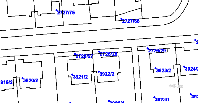 Parcela st. 2726/28 v KÚ Tachov, Katastrální mapa