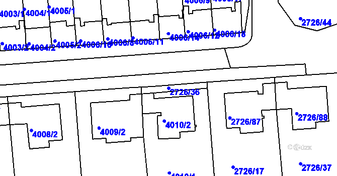 Parcela st. 2726/36 v KÚ Tachov, Katastrální mapa