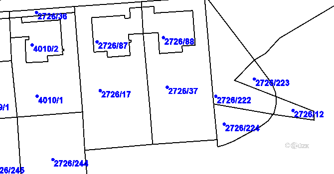 Parcela st. 2726/37 v KÚ Tachov, Katastrální mapa