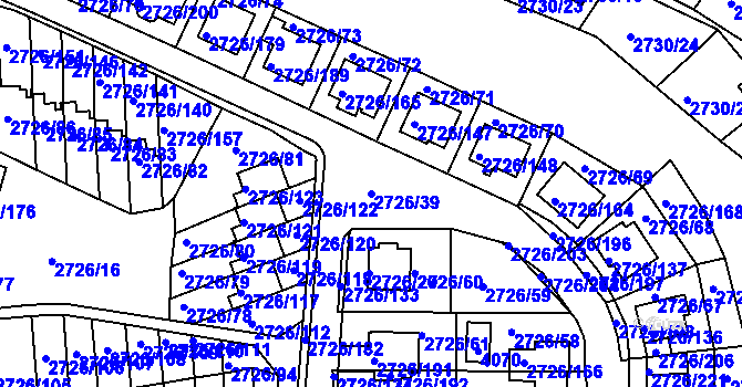 Parcela st. 2726/39 v KÚ Tachov, Katastrální mapa