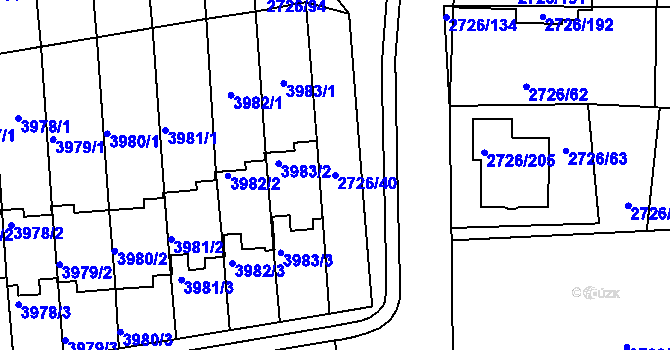 Parcela st. 2726/40 v KÚ Tachov, Katastrální mapa