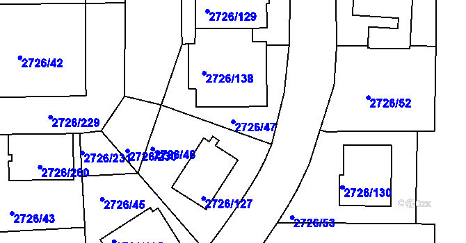 Parcela st. 2726/47 v KÚ Tachov, Katastrální mapa