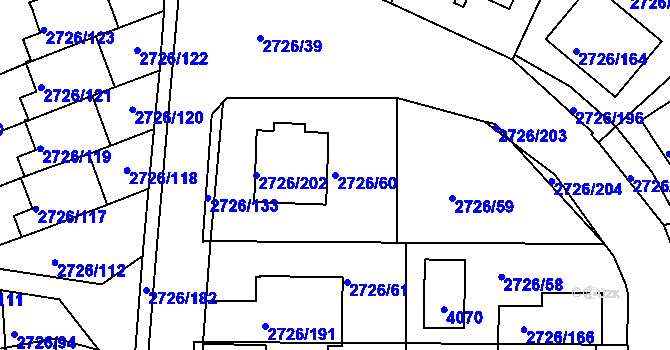 Parcela st. 2726/60 v KÚ Tachov, Katastrální mapa