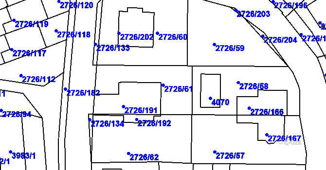 Parcela st. 2726/61 v KÚ Tachov, Katastrální mapa