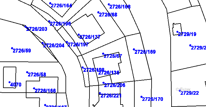 Parcela st. 2726/67 v KÚ Tachov, Katastrální mapa